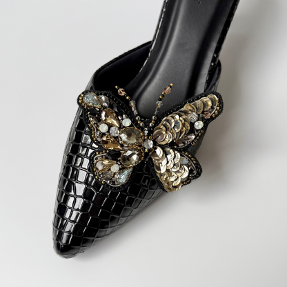 Ebony Butterfly Mules